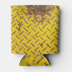 Porta-lata Amarelo Metálico: Textura De Placa De Diamante.