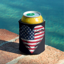 Porta-lata American Flag Heart