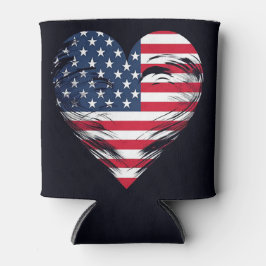 Porta-lata American Flag Heart