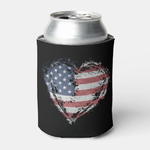 Porta-lata American Flag Heart Grunge Cooler