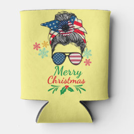 Porta-lata American Messy Bun Christmas Cooler