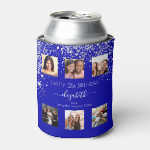 Porta-lata Amigos da colagem de fotografias azuis reais