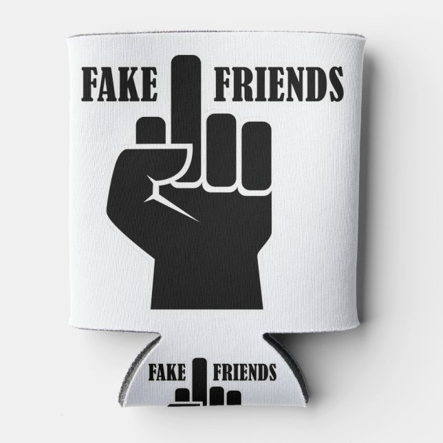 Porta-lata Amigos falsos de dedo médio (Frente)