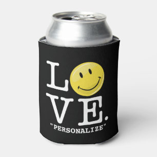 Porta-lata Amor com uma cara feliz clássica do sorriso