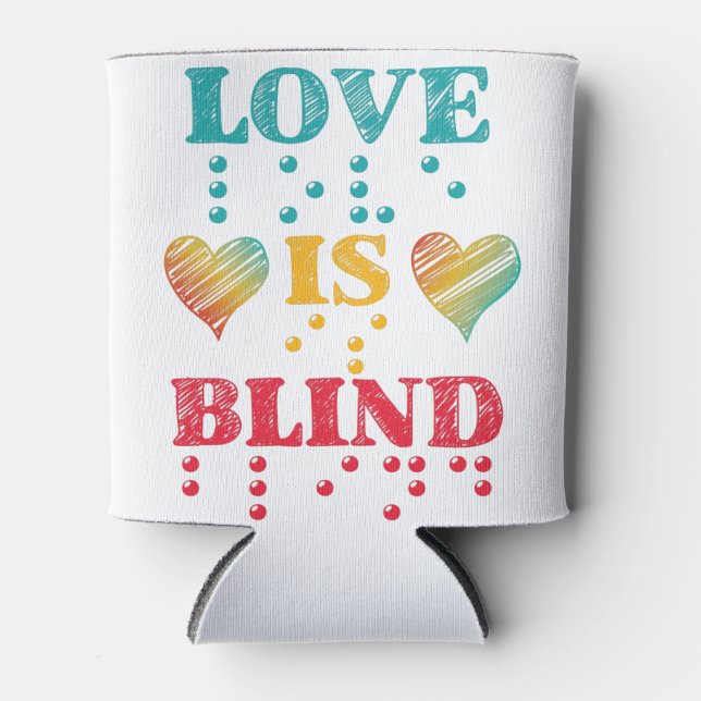 Porta-lata Amor é Cego Corações em Braille (Frente)