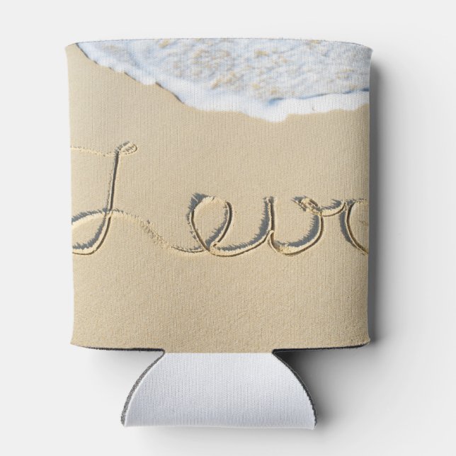 Porta-lata Amor entalado na areia da praia (Traseira)