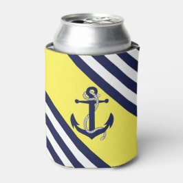 Porta-lata Âncora/corda do marinho náutico, faixa azul -lt am