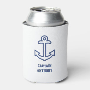 Porta-lata Âncora de barcos brancos e azuis personalizada po