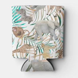 Porta-lata Animais Exóticos: Padrão de Verão de Aquarela.