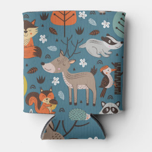 Porta-lata Animais florestais, azul, estilo escandinavo
