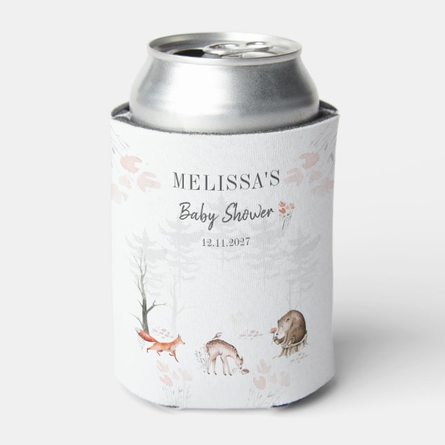 Porta-lata Animais Fofos da Floresta Chá de Bebê Florestal (Can Front)
