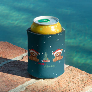 Porta-lata Animais fofos inverno Urso Papai Noel árvore de Na