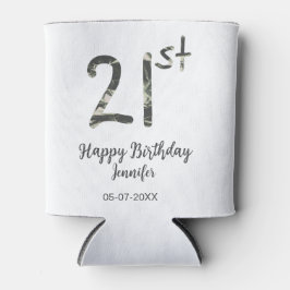 Porta-lata aniversário de 21 anos adiciona nome data ano mode