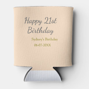 Porta-lata aniversário de 21 anos nome data cinza laranja pas