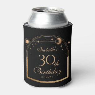 Porta-lata Aniversário de 30 anos Celestial Preto Dourado Lua