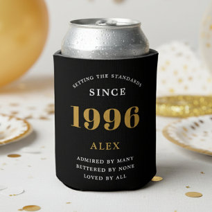 Porta-lata Aniversário de 30 Anos Nome 1996 Preto Dourado Ele