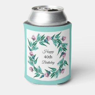 Porta-lata Aniversário de 40 anos Floral Romântico Feminina