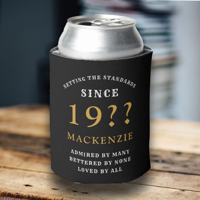 Porta-lata aniversário de 40 anos Monograma Ano Dourado (Criador carregado)