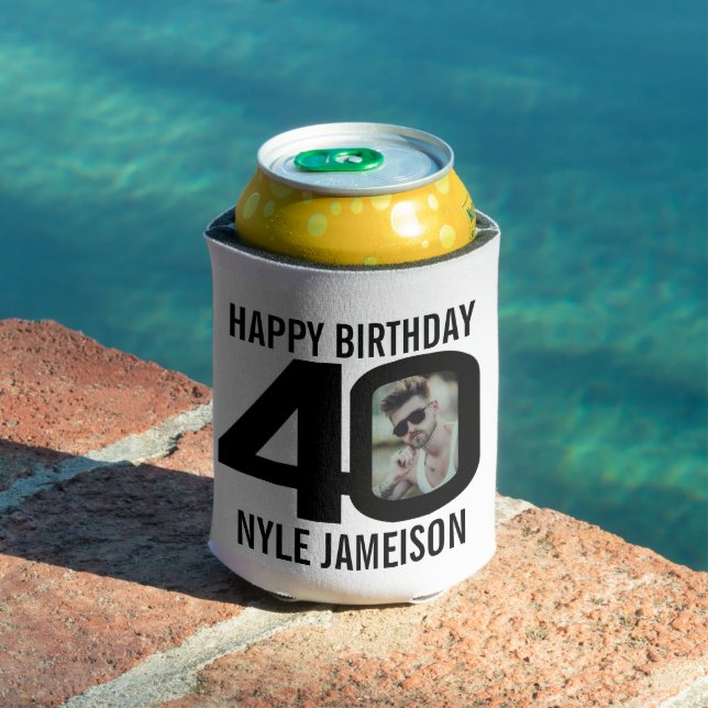 Porta-lata aniversário de 40 anos preto e branco duas fotos M (Piscina in situ)