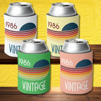 Porta-lata Aniversário de 40 anos Vintage 1986 Retro Stripe S
