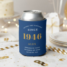 Aniversário de 80 anos Nome 1946 Azul Dourado Eleg