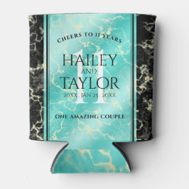 Porta-lata Aniversário de Casamento da 11 Turquesa Elegante