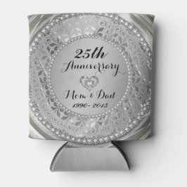 Porta-lata Aniversário de Casamento de 25 de Ouros e Prata