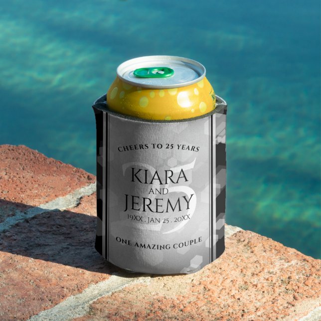 Porta-lata Aniversário de Casamento do 25 Silver Elegante (Piscina in situ)