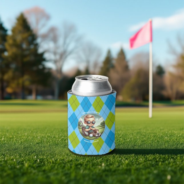 Porta-lata Aniversário de Golfe Argyle Boy (Golf Argyle Boy's Birthday Can Cooler)