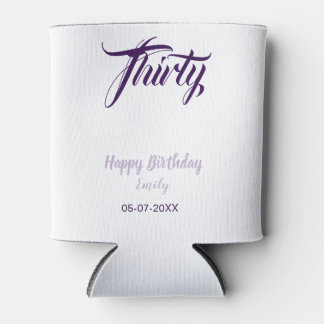 Porta-lata Aniversário de trinta 30º nome data estilo roxo pa