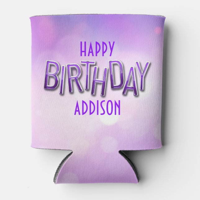 Porta-lata Aniversário do Bokeday Rosa Roxo (Frente)