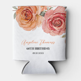 Porta-lata Aniversário do Elegante Floral Red Orange Rosa