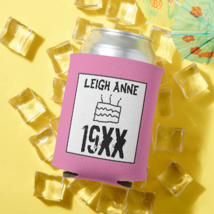 Porta-lata Aniversário Personalizar Nascer em Rosa de Data Pe