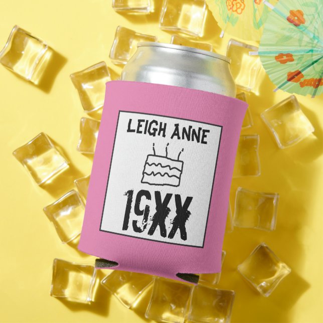 Porta-lata Aniversário Personalizar Nascer em Rosa de Data Pe (Verão in situ)