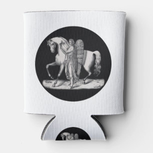 Porta-lata Anjo clássico próximo ao cavalo majestoso