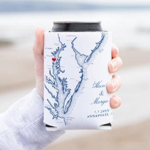 Porta-lata Annapolis Chesapeake Bay Map Casamento Favor Beber