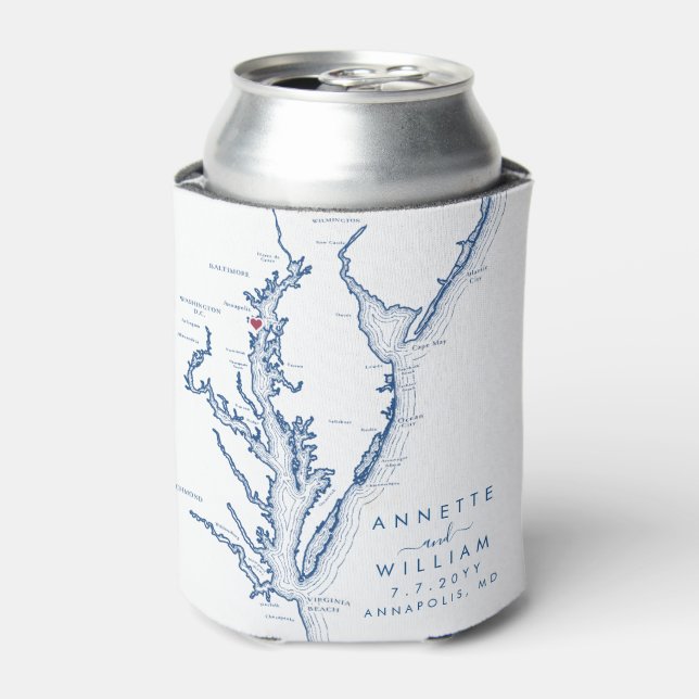 Porta-lata Annapolis Maryland Modern Weding Can Cooler (Can Front)