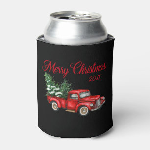 Porta-lata Ano de Natal - Vintage Red Truck Black