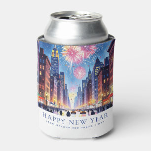 Porta-lata Ano Novo Feliz Personalizado Fogos de Artifício No