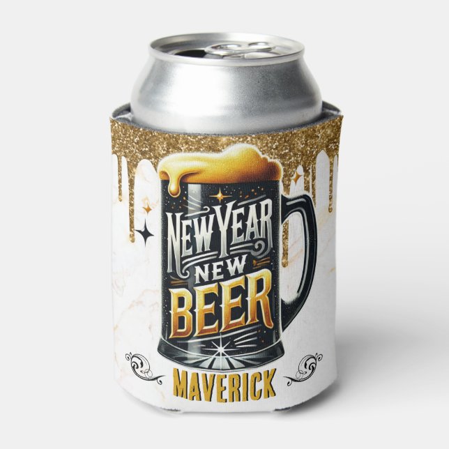 Porta-lata Ano Novo Festa Engraçada de Cerveja (Can Front)
