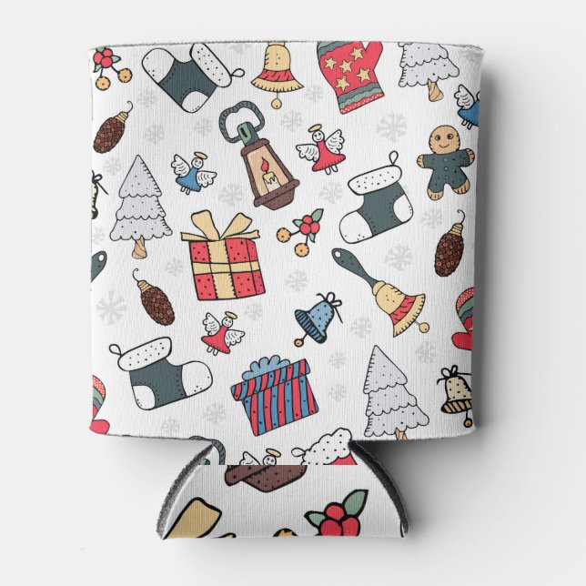 Porta-lata Ano Novo: Padrão de Natal. (Frente)