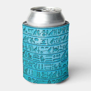 Porta-lata Antigos Hieróglifos Egípcios Blue Can Cooler