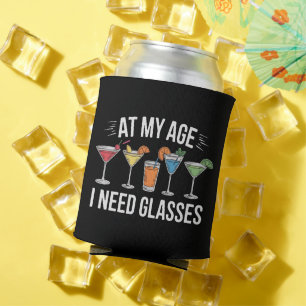 Porta-lata Aos Meus Anos Preciso de Óculos Vinhos Alcool Engr