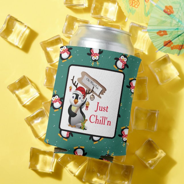 Porta-lata Apenas relaxe os pinguins (Verão in situ)