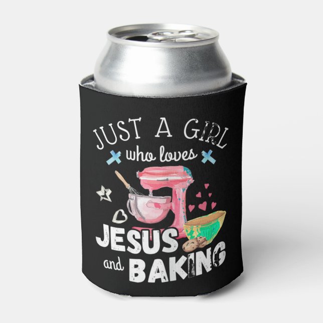Porta-lata Apenas Uma Menina Que Ama Jesus E Baking - Chr Eng (Can Front)