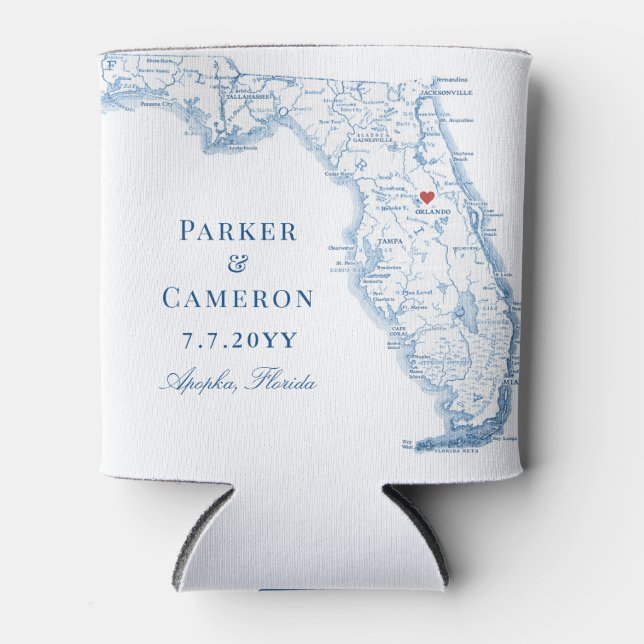 Porta-lata Apopka Florida Map Elegant Wedding Favor (Frente)