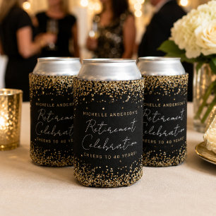 Porta-lata Aposentadoria em Brilho Preto e Dourado Latas Resf