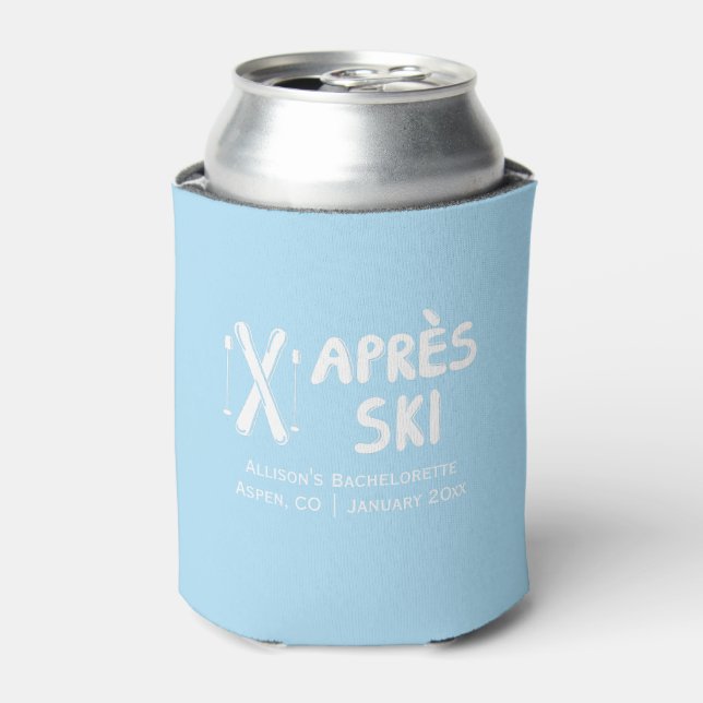 Porta-lata Apres Ski Azul Can Cooler para Festa de Despedida  (Can Front)