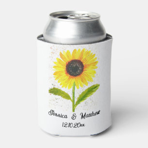 Porta-lata Aquarela amarela floral de girassol natureza Casam