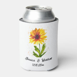 Porta-lata Aquarela amarela floral de girassol natureza Casam